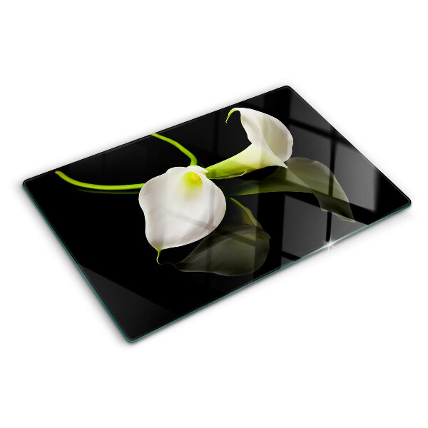 Planche à découper en verre Lys sur fond noir