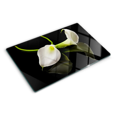 Planche à découper en verre Lys sur fond noir