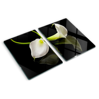 Planche à découper en verre Lys sur fond noir