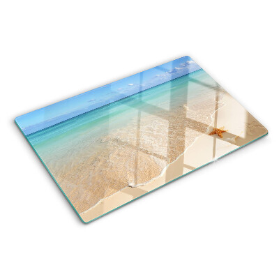 Planche à découper verre Plage avec coquillages et vagues