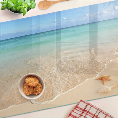 Planche à découper verre Plage avec coquillages et vagues