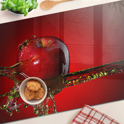 Planche à découper en verre Pomme rouge avec de l'eau