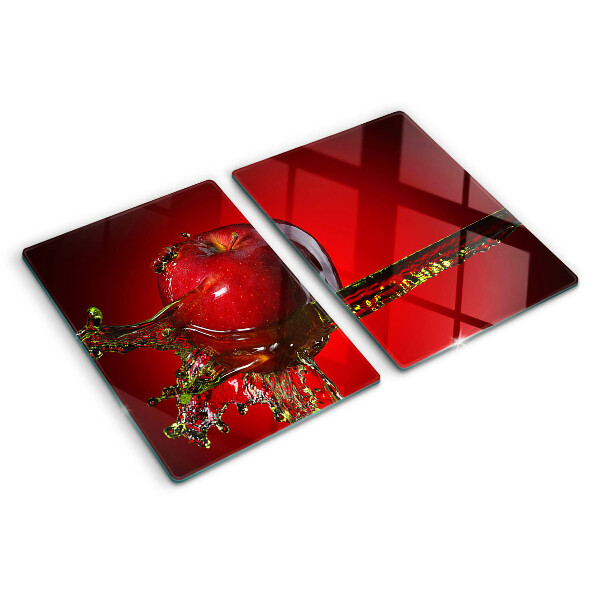 Planche à découper en verre Pomme rouge avec de l'eau