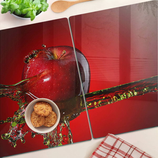 Planche à découper en verre Pomme rouge avec de l'eau