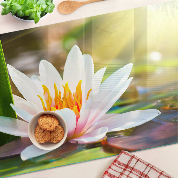 Planche à découper en verre Nénuphar au soleil
