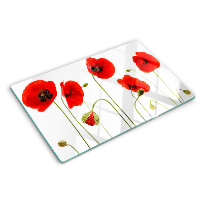 Planche à découper verre Motif floral de coquelicot