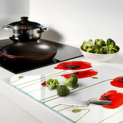 Planche à découper verre Motif floral de coquelicot