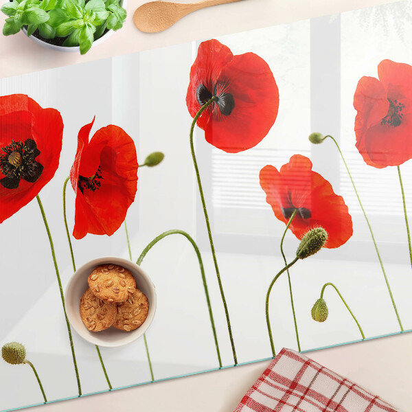 Planche à découper verre Motif floral de coquelicot