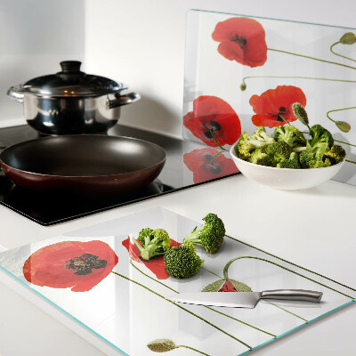 Planche à découper verre Motif floral de coquelicot