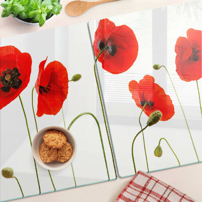 Planche à découper verre Motif floral de coquelicot