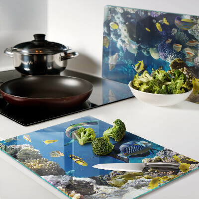 Planche à découper en verre Le monde sous-marin du récif corallien