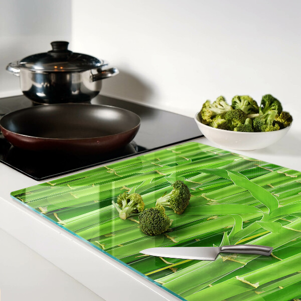 Planche à découper en verre Feuilles et tiges de bambou