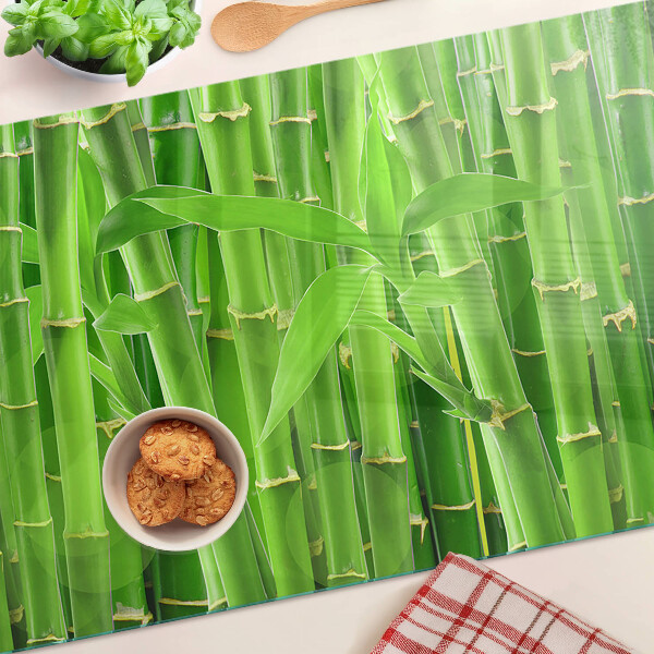 Planche à découper en verre Feuilles et tiges de bambou