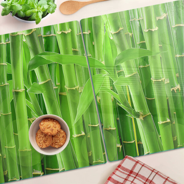 Planche à découper en verre Feuilles et tiges de bambou