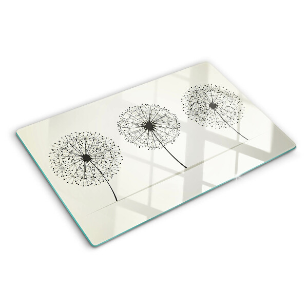 Planche à découper verre Pissenlits sur fond blanc