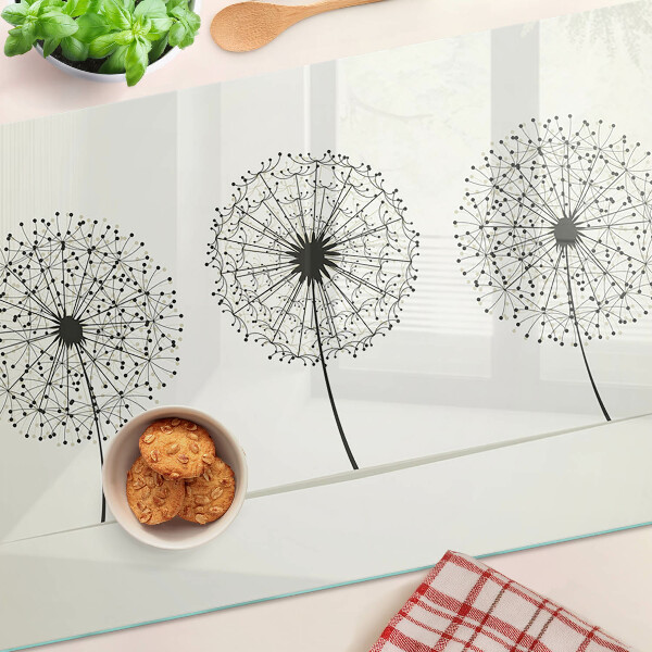 Planche à découper verre Pissenlits sur fond blanc