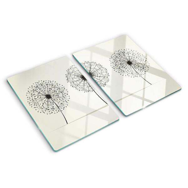 Planche à découper verre Pissenlits sur fond blanc