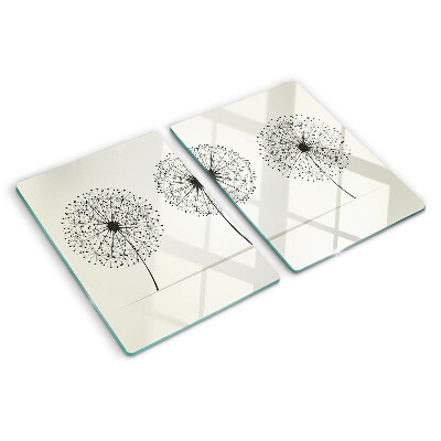 Planche à découper verre Pissenlits sur fond blanc