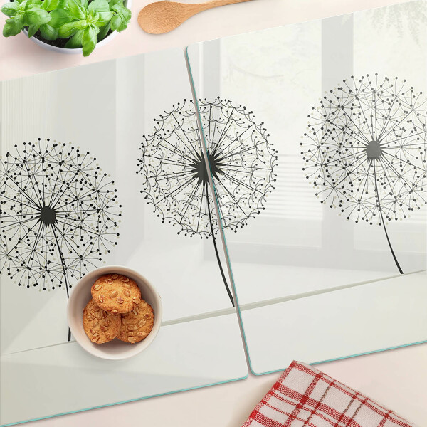 Planche à découper verre Pissenlits sur fond blanc