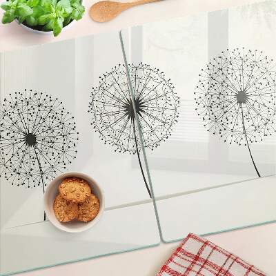 Planche à découper verre Pissenlits sur fond blanc