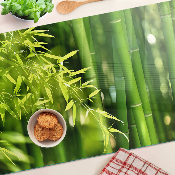 Planche à découper verre Feuilles de bambou et feuillage vert