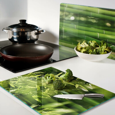 Planche à découper verre Feuilles de bambou et feuillage vert