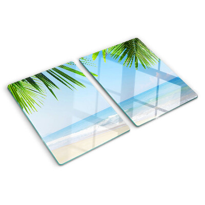 Planche à découper verre Plage tropicale avec palmiers