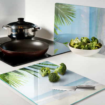 Planche à découper verre Plage tropicale avec palmiers