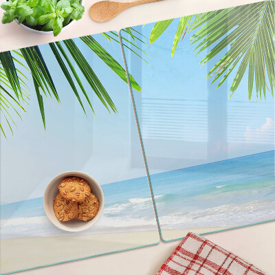 Planche à découper verre Plage tropicale avec palmiers