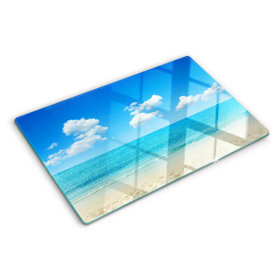 Planche à découper en verre Plage avec ciel bleu