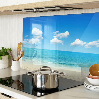 Planche à découper en verre Plage avec ciel bleu