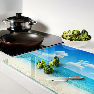 Planche à découper en verre Plage avec ciel bleu