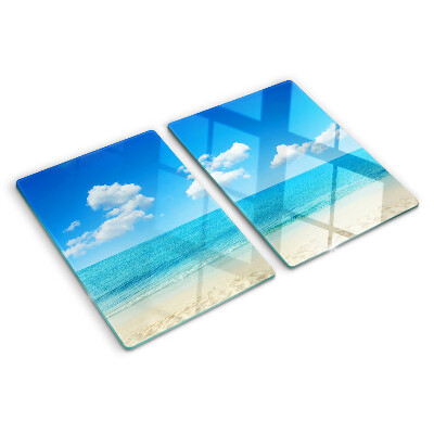 Planche à découper en verre Plage avec ciel bleu