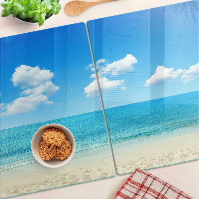 Planche à découper en verre Plage avec ciel bleu