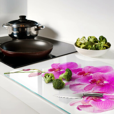 Planche à découper verre Orchidées aux tons roses