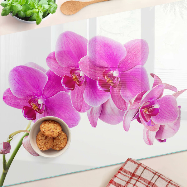 Planche à découper verre Orchidées aux tons roses