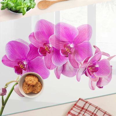 Planche à découper verre Orchidées aux tons roses