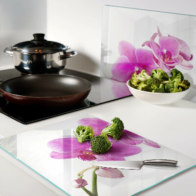 Planche à découper verre Orchidées aux tons roses