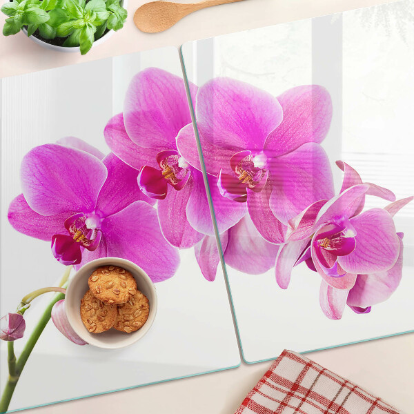 Planche à découper verre Orchidées aux tons roses