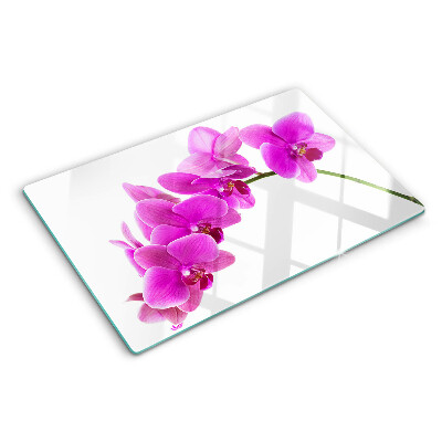 Planche à découper en verre Fleurs d'orchidées dans des tons de rose