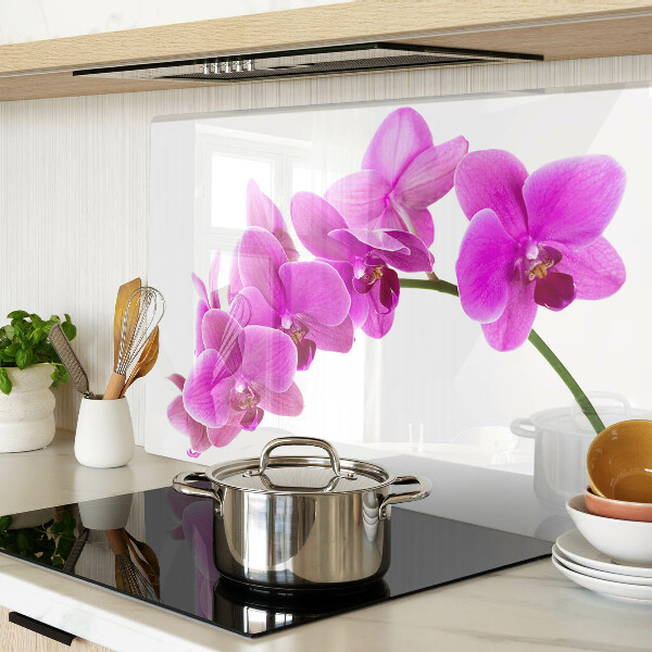 Planche à découper en verre Fleurs d'orchidées dans des tons de rose