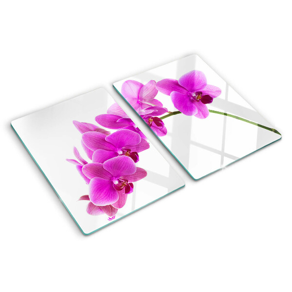 Planche à découper en verre Fleurs d'orchidées dans des tons de rose