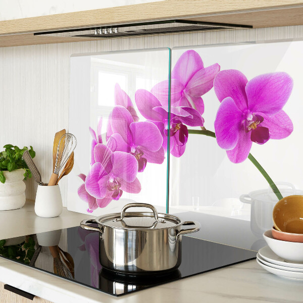 Planche à découper en verre Fleurs d'orchidées dans des tons de rose