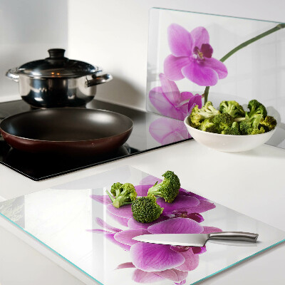 Planche à découper en verre Fleurs d'orchidées dans des tons de rose