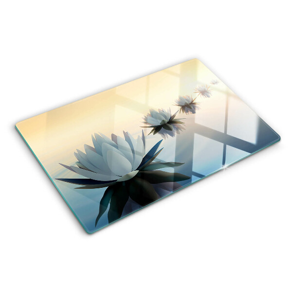 Planche à découper en verre Fleurs aquatiques aux tons pastel