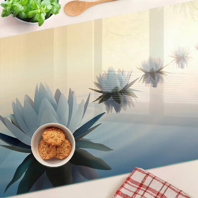 Planche à découper en verre Fleurs aquatiques aux tons pastel