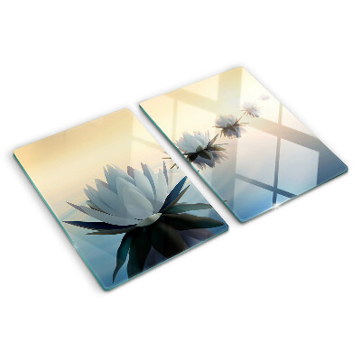 Planche à découper en verre Fleurs aquatiques aux tons pastel