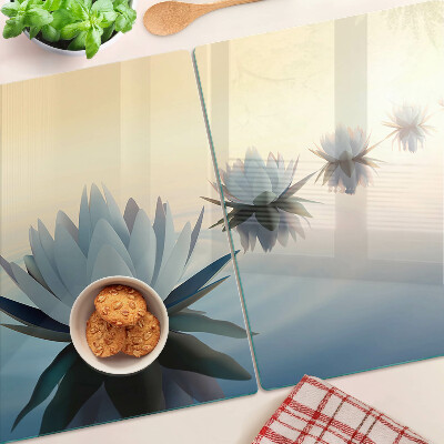 Planche à découper en verre Fleurs aquatiques aux tons pastel