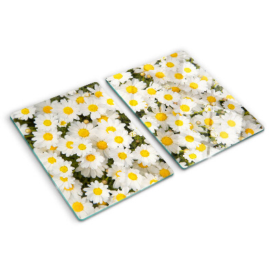 Planche à découper verre Marguerites sur fond blanc