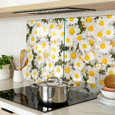 Planche à découper verre Marguerites sur fond blanc